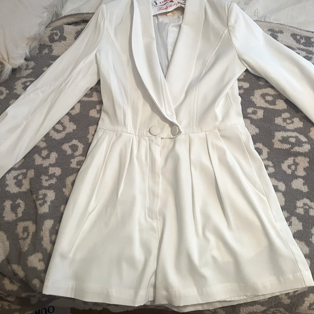 White Blazor (suit) Romper (size small)
